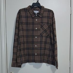 No Boundaries Men's 3X Collared Cotton Boxy Flannel Shirt
